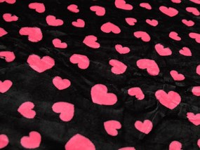 Lenjerie de pat microplus PINK HEARTS neagra Dimensiune lenjerie de pat: 70 x 90 cm | 140 x 200 cm