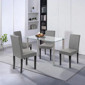 Set de masă Karin 4+1 alb-gri