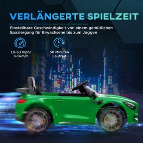AIYAPLAY Mașină Electrică pentru Copii, Mercedes, 3-5 km/h, Telecomandă, Lumină & Muzică, Verde | Aosom Romania