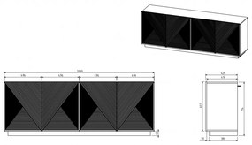 Comodă 200 cm Asha - artizanal /rivier stone mat