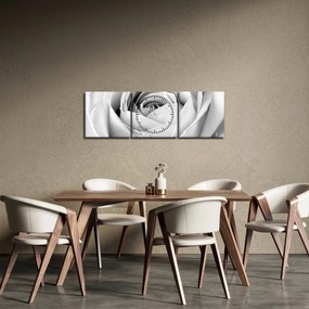 Tablou - Detailu de floare de trandafir (cu ceas) (90x30 cm)