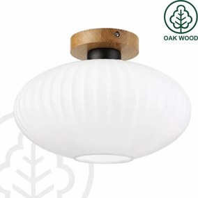 Plafonieră HARMA WOOD 1xE27/15W/230V stejar/alb Ø 30 cm