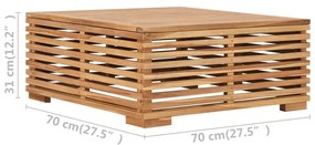 Set mobilier de gradina cu perne crem, 7 piese, lemn masiv tec Crem, 2x colt + 4x mijloc + masa, 1