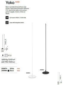 Lampadar LED design modern minimalist YOKO PT NERO