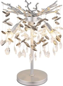 Veioza metal argintiu mat, cristale de sticla QUEENA