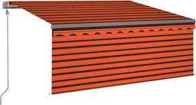 vidaXL Copertină automat stor senzor vânt LED portocaliu&maro 3,5x2,5m