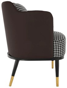 Fotoliu design, model alb-negru/ piele ecologică maro, EMREN