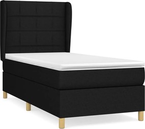 vidaXL Pat box spring cu saltea, negru, 80x200 cm, textil