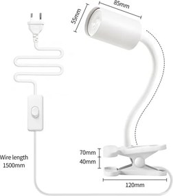 Immax NEO 08294L - Lampă flexibilă cu clemă PUNTO 1xGU10/9W/230V albă