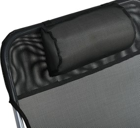 Outsunny Șezlong Pliabil cu Spătar Reglabil pe 5 Nivele și Pernă, Șezlong de Grădină cu Material Respirabil Textilen, pentru Plajă, Piscină, Grădină, 182x56x28 cm, Negru | Aosom Romania