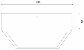 Plafonieră NATURAL SQUARE 2xE27/15W/230V 31x31 cm pin/alb