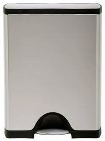 Simplehuman Coș de gunoi dreptunghiular cu pedalăpentru sortarea deșeurilor, 46 l, oțel