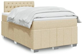 vidaXL Pat continental cu saltea, crem, 120x190 cm, textil