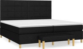 vidaXL Pat box spring cu saltea, negru, 200x200 cm, textil