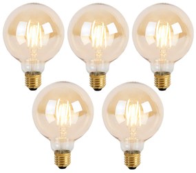 Set de 5 becuri LED reglabile cu 3 trepte E27 G95 Goldline 5W 530lm 2200K