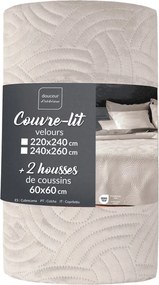 Set cuvertură și față de pernă crem din catifea 240x260 cm Solange – douceur d'intérieur