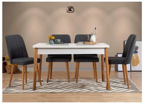 Set mobilier sufragerie Bimuvo 5 (pin atlantic + alb + antracit) (pentru 4 persoane). 1095053