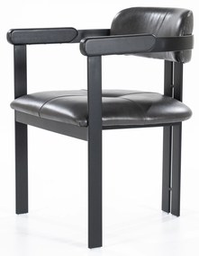 Scaun Morris din piele si metal negru