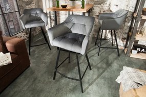 Neînvins Scaun de bar Loft catifea gri argintiu