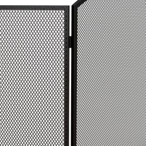 HOMCOM Paravan pliabil pentru șemineu, 3 panouri, ecran pentru șemineu cu structură din oțel 96x62 cm Negru | Aosom Romania