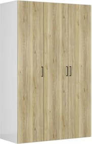Dulap FLEX, alb/stejar, PAL, cu 3 usi, 150x66x240 cm