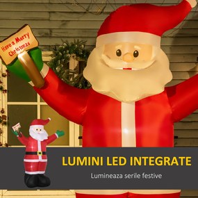 Mos Craciun gonflabil cu lumini LED albe, decor de Craciun pentru exterior si interior cu umflator inclus, 170x112x250 cm Outsunny | Aosom RO