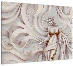 Tablou pe sticlă - Zeița motiv floral (70x50 cm)