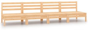 Canapele de mijloc pentru gradina, 4 buc., lemn masiv de pin Maro, Canapea de mijloc (4 buc.), 1