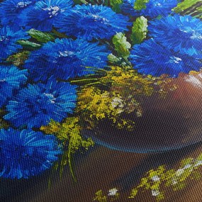 Tablou - Flori albastre în vază (120x50 cm)