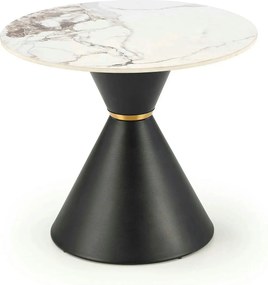 Masuta cafea blat marmura GORETTI S, alb cu efect de marmura/negru/aur