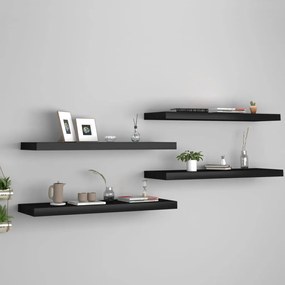 vidaXL Rafturi de perete, 4 buc., negru, 80 x 23,5 x 3,8 cm, MDF