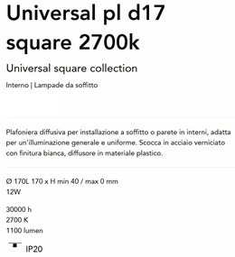 Plafoniera LED perete/tavan Universal pl d17 square 2700k