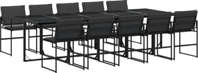vidaXL Set mobilier de grădină, 11 piese, cu perne, negru, textilenă