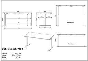 Birou reglabil cu înălțime ajustabilă electric 80x160 cm Agenda – Germania