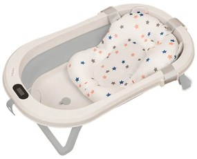 Cadita pliabila cu termometru electronic, hamac ajustabil si dop Kidizi Folda grey, certificat EN71, include furtun scurgere si baza antialunecare, 0-24 luni