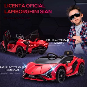 Masina electrica HOMCOM pentru copii 12V Lamborghini, telecomanda, viteza 3-8 km/h, 108x62x40cm, Rosie | AOSOM RO