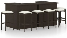 vidaXL Set mobilier bar de grădină cu perne, 8 piese, maro, poliratan