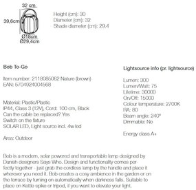Lampa LED solara, portabila cu baterii design modern BOB TO GO 2118085062