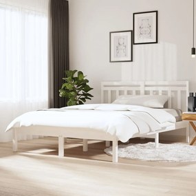 3100570 vidaXL Cadru de pat, alb, 140x190 cm, lemn masiv de pin