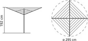 Uscator de rufe pentru exterior Brabantia TopSpinner 90300265, 60 m, Suport metal, Rezistent la coroziune, Inox