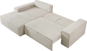 Coltar extensibil ~Hayak~ cu lada de depozitare, 267x167 cm, culoare bej, material catifea velur