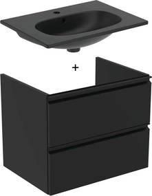 Set dulap suspendat si lavoar Ideal Standard Tesi negru mat 60 cm