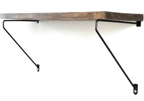 Polita WR038, nuc/negru, lemn de molid/metal, 60x14x20 cm