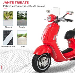 HOMCOM Motocicletă Electrică pentru Copii 3+ Ani, Motocicletă Jucărie din PP și Oțel cu 2 Roți Suplimentare, 108x49x75 cm, Roșie | Aosom Romania