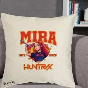 Perna Personalizata K-pop HUNTRX Mira Personaj Avoline, 40x40 cm, Ecru, Husa Detasabila, Perna Inclusa, BEKZ®