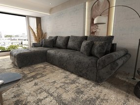 Colțar extensibil dumonde cu ladă de depozitare si sezut confortabil din spuma high-density, Berlin XL Euphoria Negru 350x185 cm