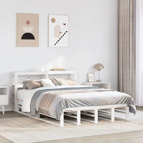 vidaXL Cadru de pat fără saltea, alb, 140x200 cm, lemn masiv pin