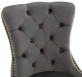 Set de 4 scaune de sufragerie tapițate în catifea, Gri | Aosom Romania