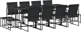 vidaXL Set mobilier de grădină, 13 piese, negru, textilenă