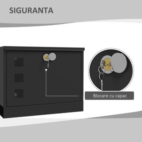 HOMCOM Cutie Poștală de Perete, Rezistentă la Intemperii, cu Ferestre de Vizualizare, 2 Chei, 36.5x11.5x29cm, Negru | Aosom Romania